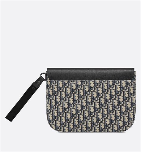 Pochette Saddle Jacquard Dior Oblique beige e nero 